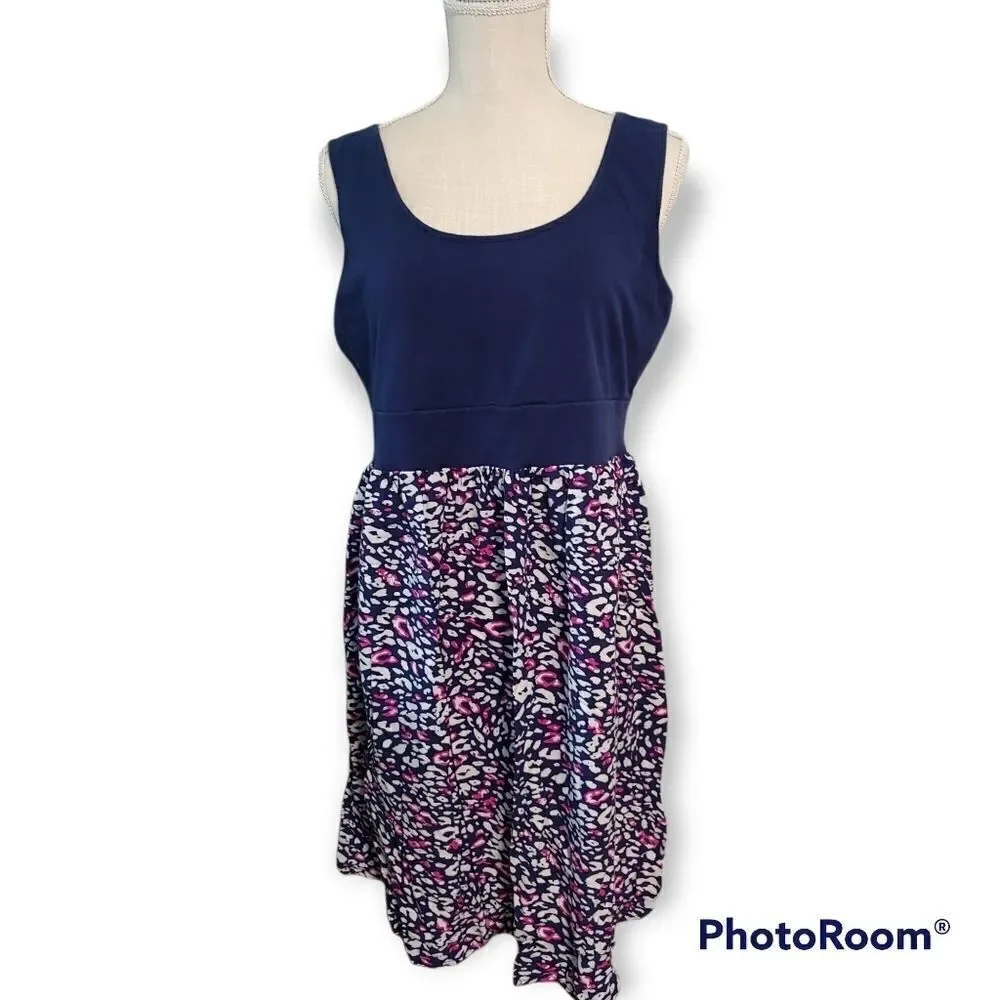 Torrid blue pink leopard sleeveless scoop neck comfy sundress - Picture 5 of 6